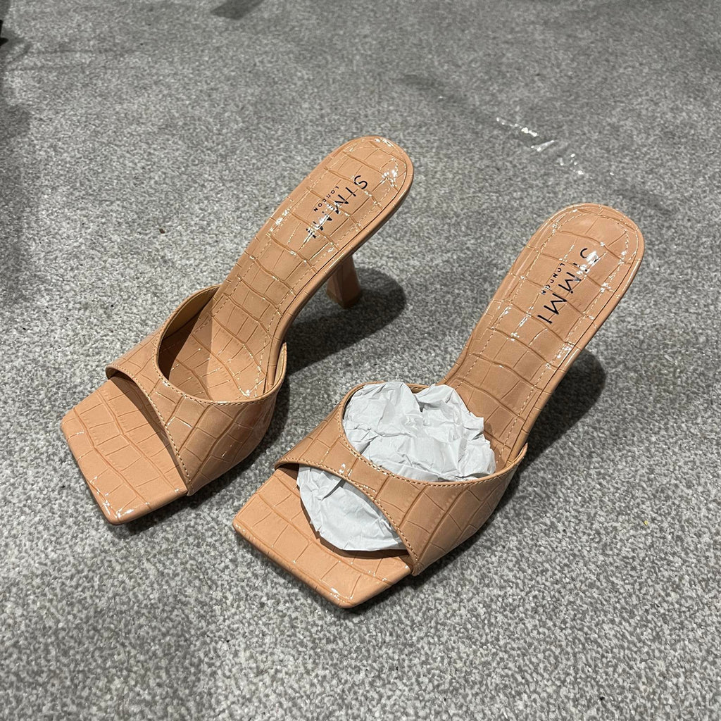 SImmi London Nude Patient Square Toe Heeled Shoes Size UK 5 EU 38 *FF1