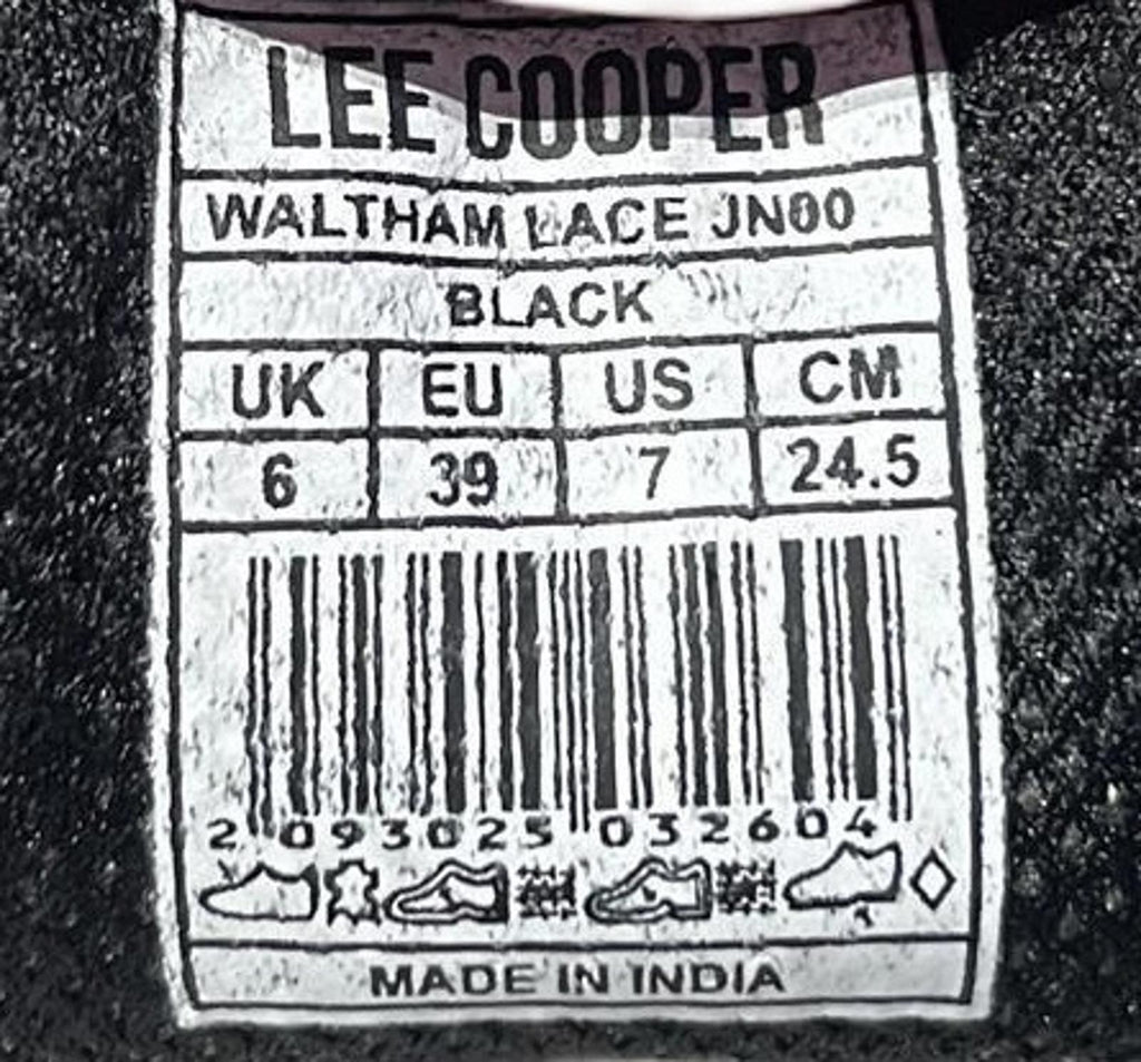 Lee Cooper Waltham Black Junior No Laces Size UK 6 EU 39 *SB6