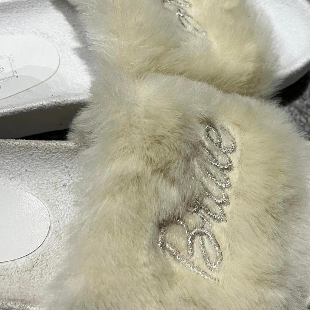 Dune London Lovebird Sliders Sandals Fluffy Cream Size UK 3 EU 41 *FF1