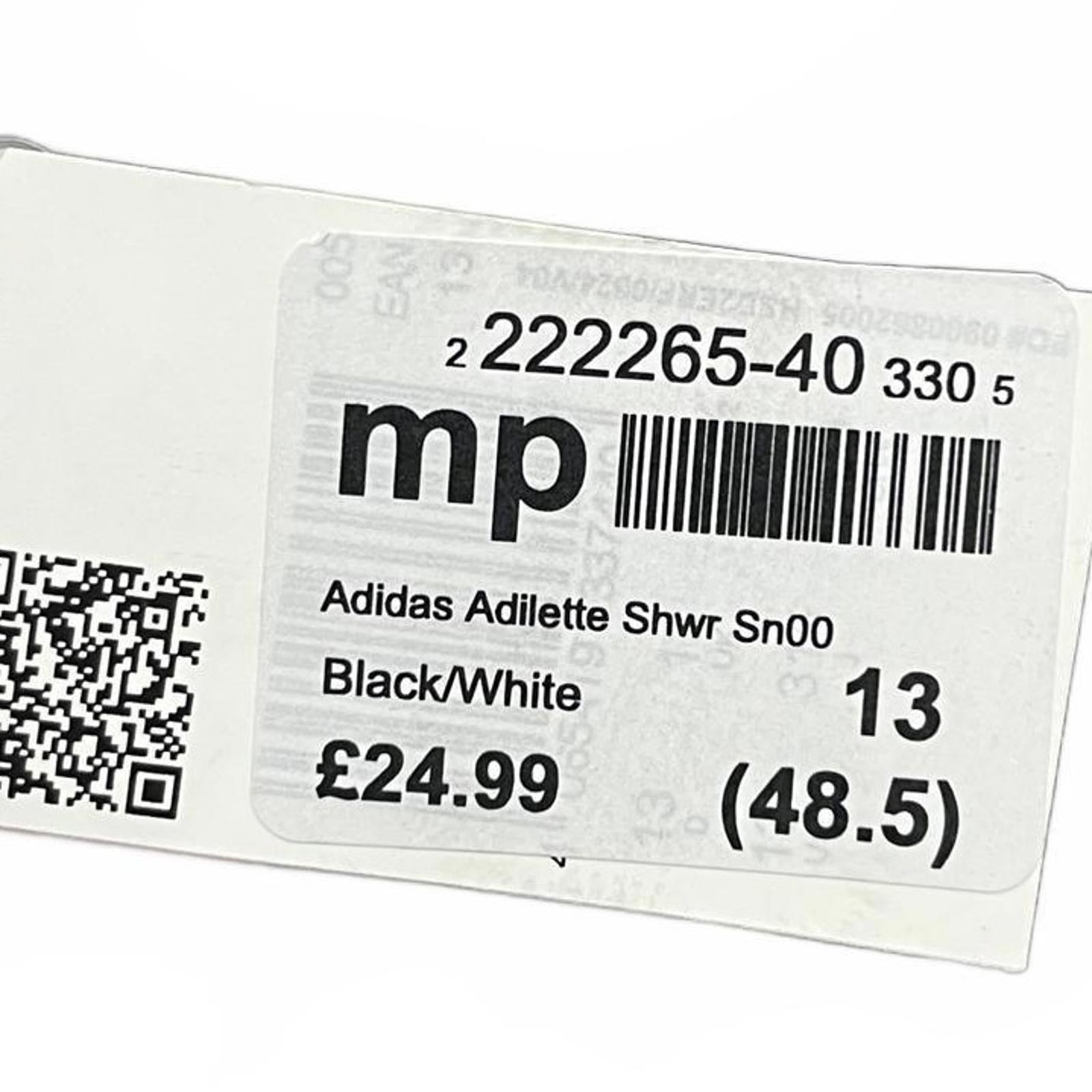 adidas Adilette Shower Slides Unisex Black Size UK 13 EU 48.5 *FF1