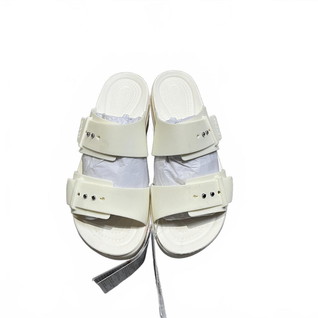 Crocs Cream Brooklyn Buckle Low Wedge Sandals Size UK 6 EU 39 *SB2