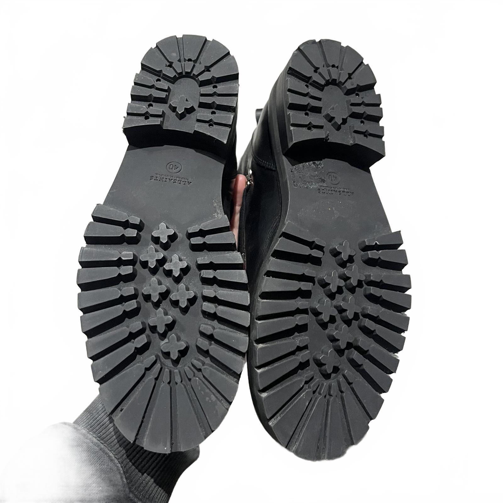 AllSaints Franka Leather Hiking Boots in Black Ladies Size UK 6.5 EU 40 *SB10