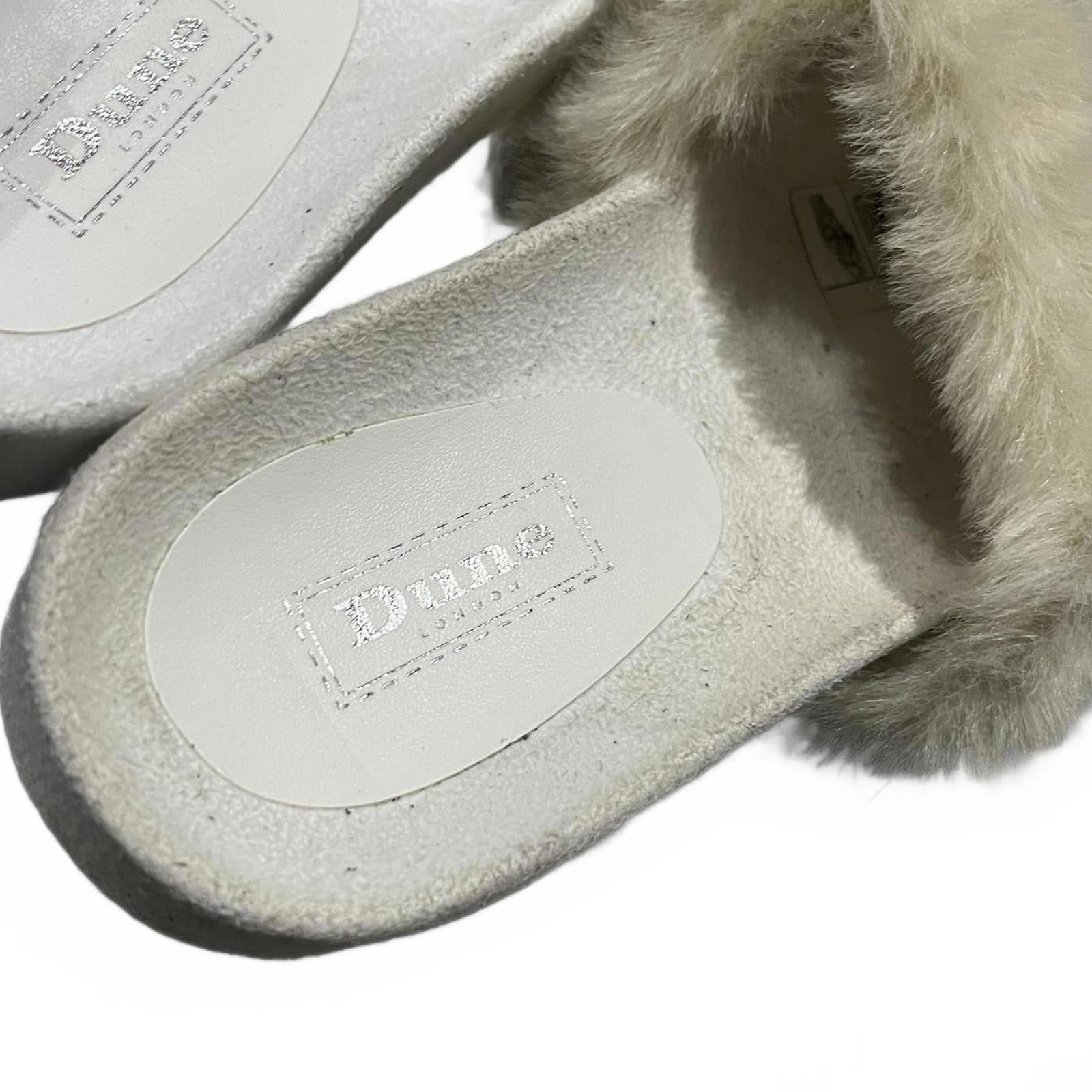 Dune London Lovebird Sliders Sandals Fluffy Cream Size UK 3 EU 41 *FF1