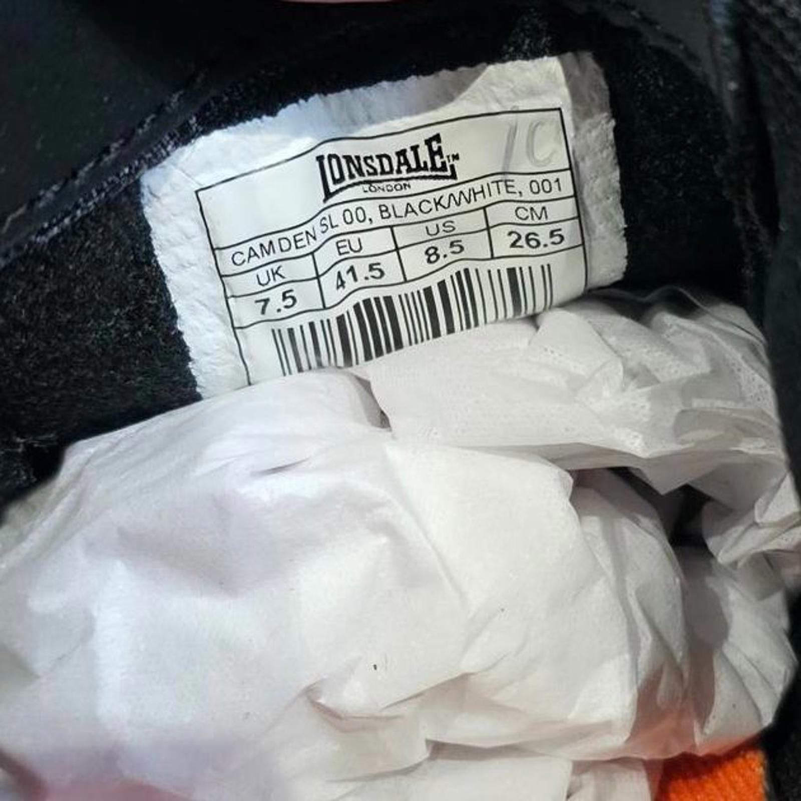 Lonsdale Camden Trainers Mens Black (Defect) Size UK 7.5 EU 41.5 *SB4