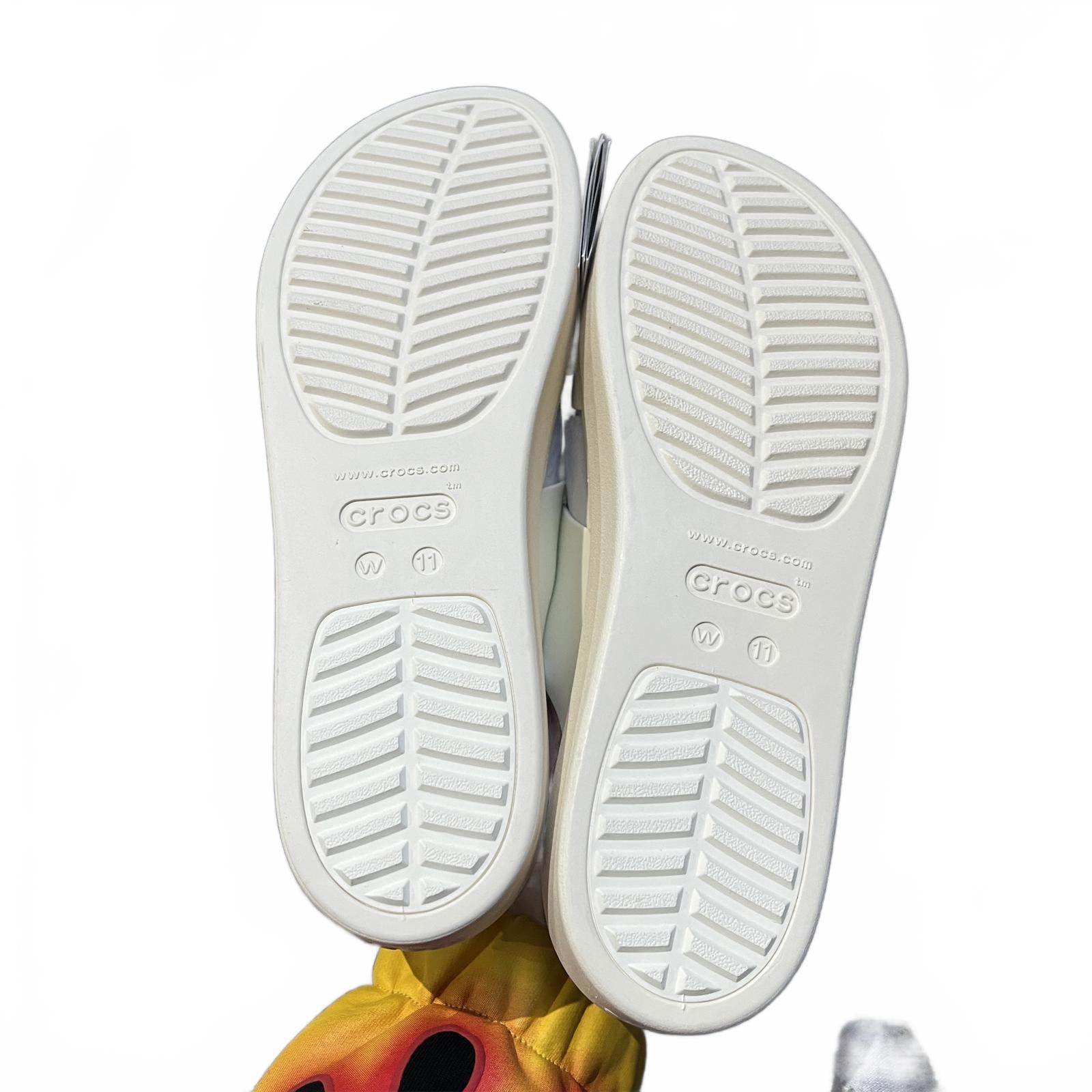 Crocs Cream Brooklyn Buckle Low Wedge Sandals Size UK 9 EU 43 *SB9