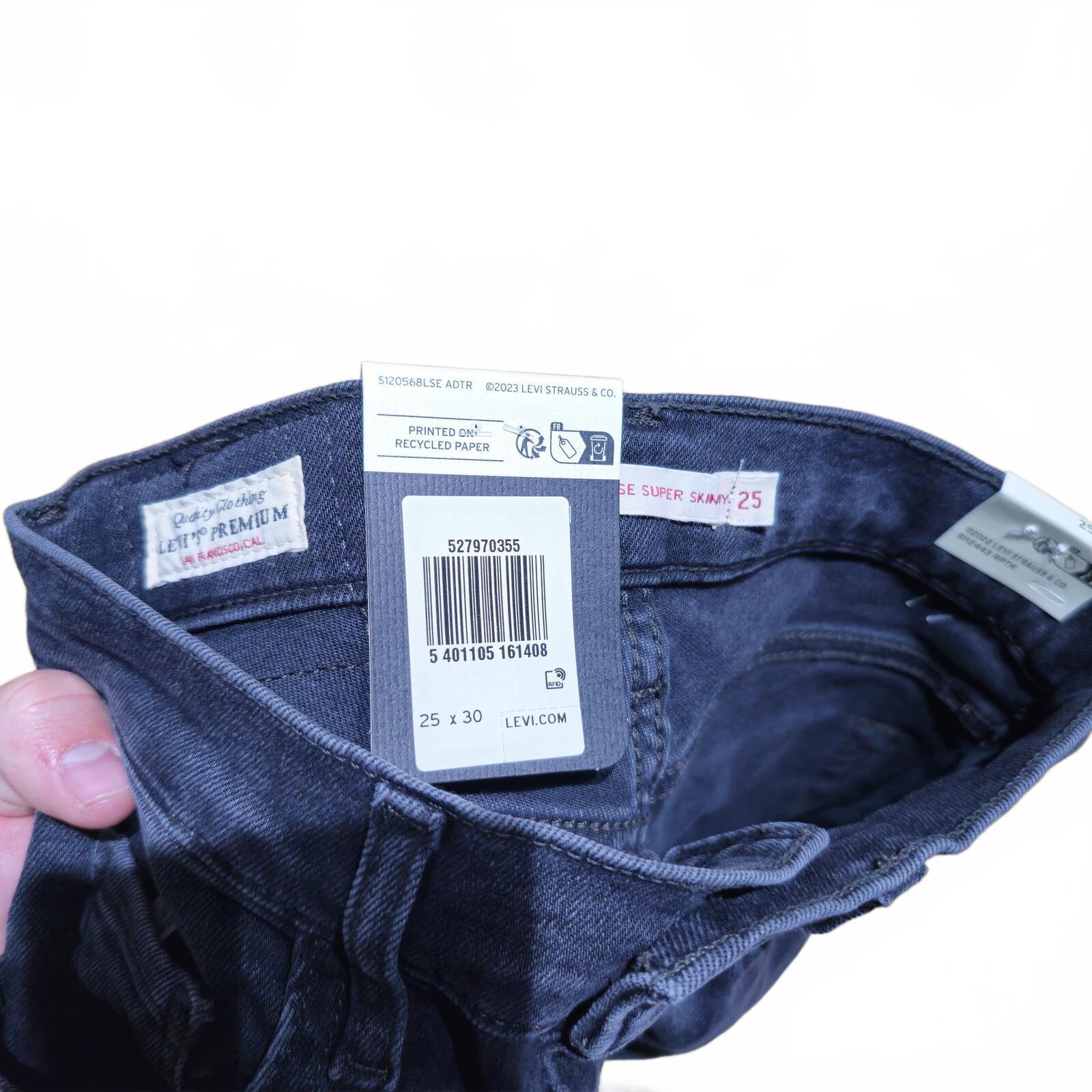 Levi’s 720 High Rise Super Skinny Jeans Grey W25 L30 BNWT *3.8