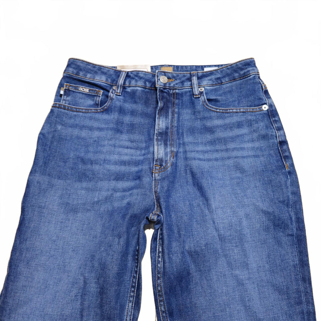 BOSS Ada High Rise Straight Jeans Blue Side Slit  W31 L34 BNWT *3.13