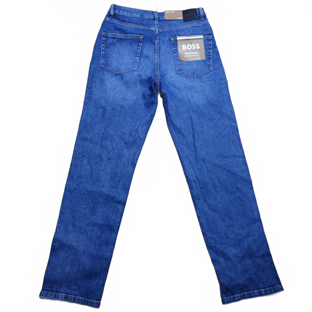 BOSS Ada High Rise Straight Jeans Blue Side Slit  W31 L34 BNWT *3.13