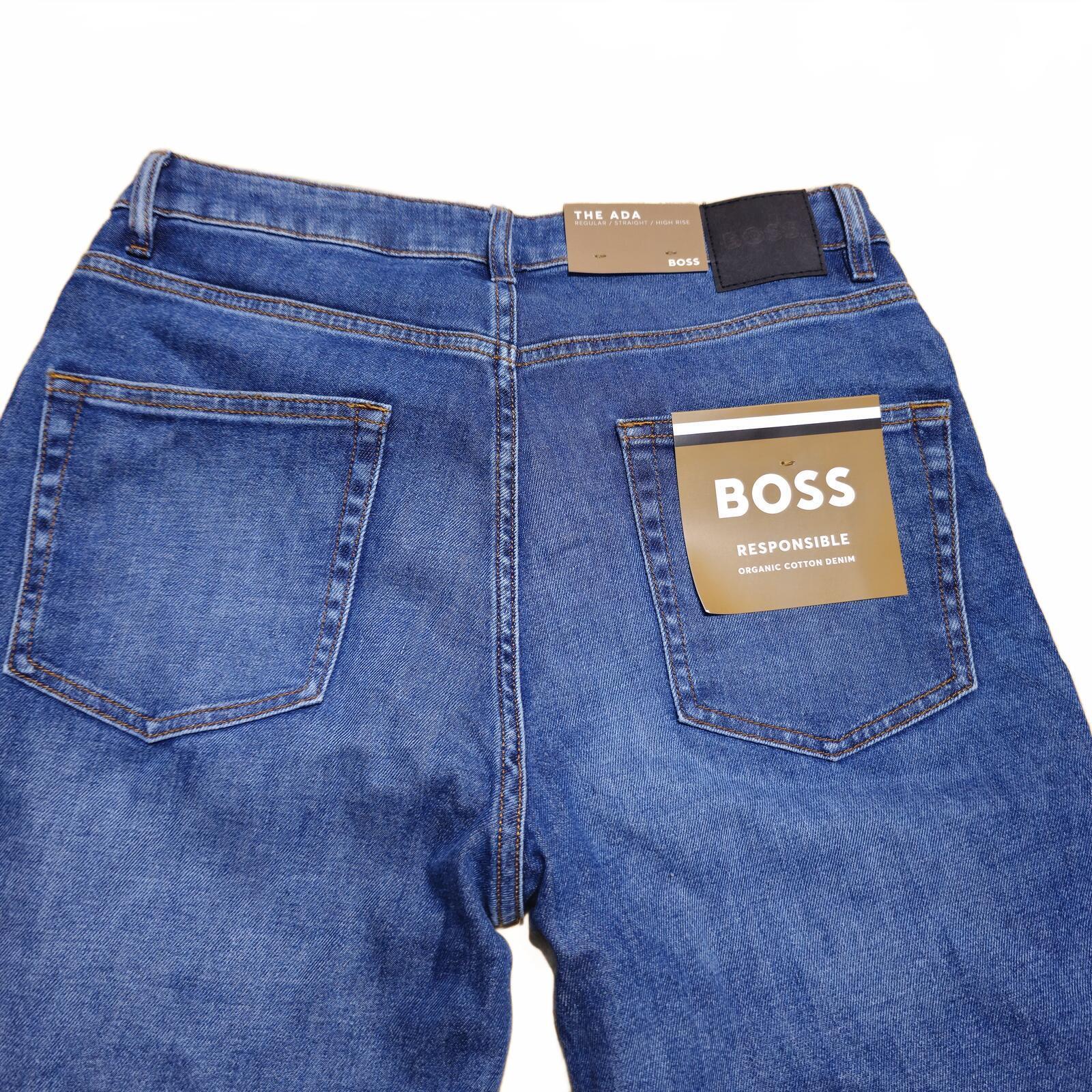 BOSS Ada High Rise Straight Jeans Blue Side Slit  W31 L34 BNWT *3.13