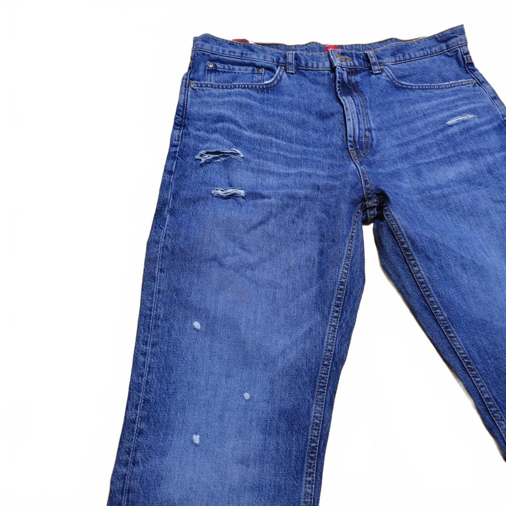Hugo Boss 677/38 Bright Blue Distressed Straight Jeans W35 L34 BNWT *3.15