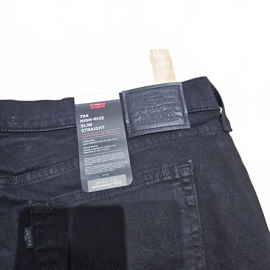 Levi’s 724 High Rise Slim Straight Jeans Black UK 18 W34 22S BNWT *4.1