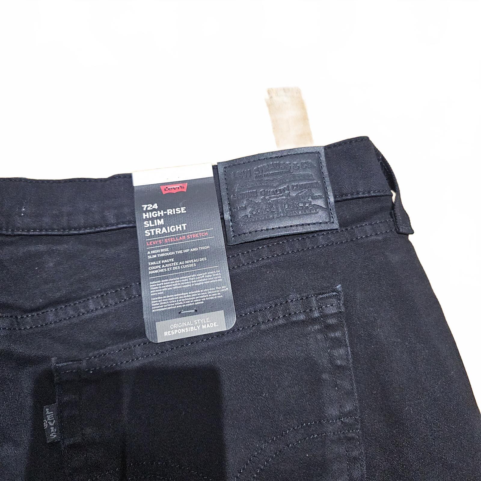 Levi’s 724 High Rise Slim Straight Jeans Black UK 18 W34 22S BNWT *4.1