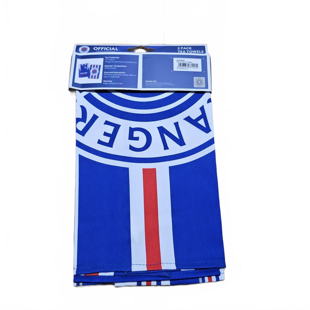 Rangers FC Tea Towels 2 Pack Crest Kitchen Towels Cotton New