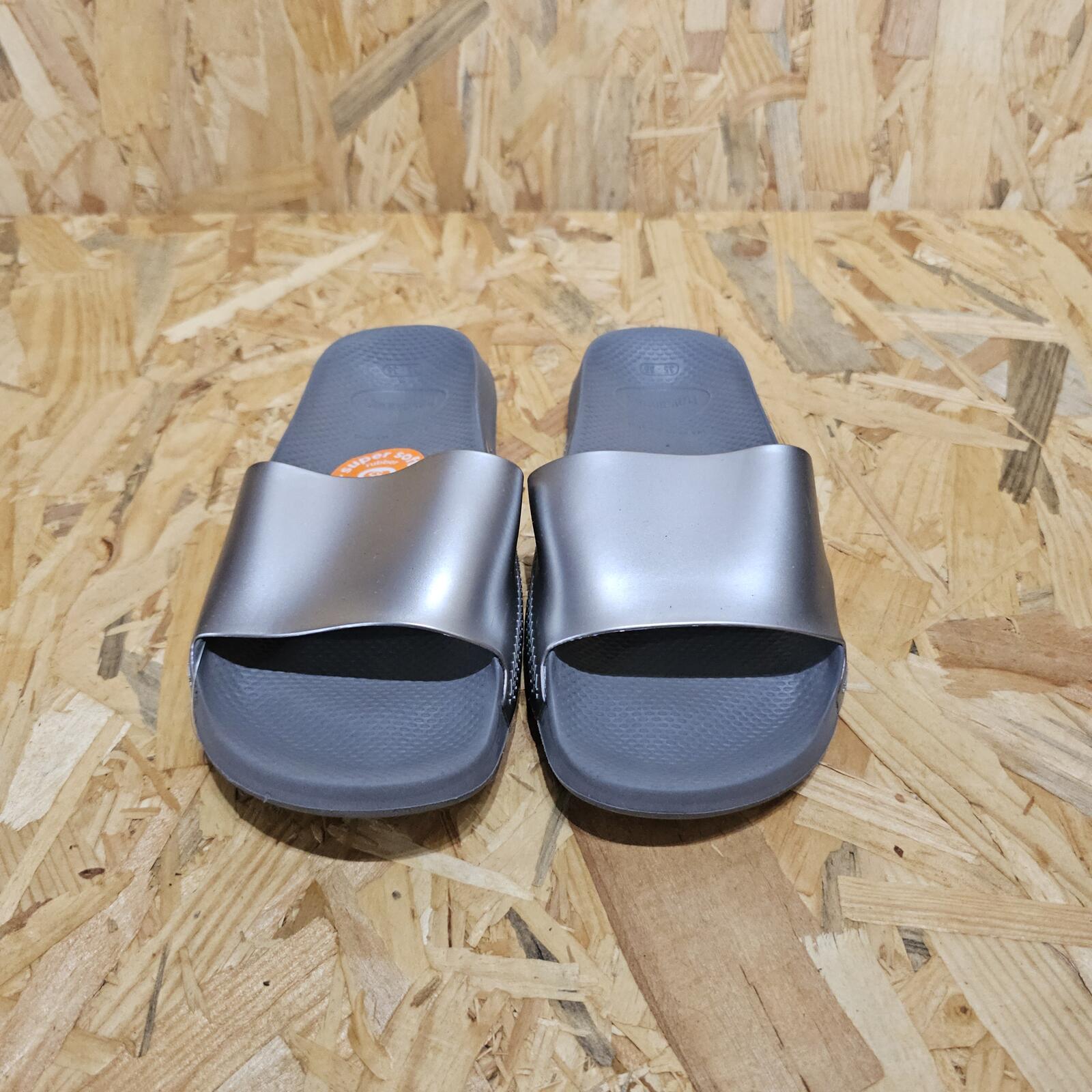 HAVAIANAS Classic Metallic Rubber Sliders Grey Womens UK 4 EU 37 *SB6