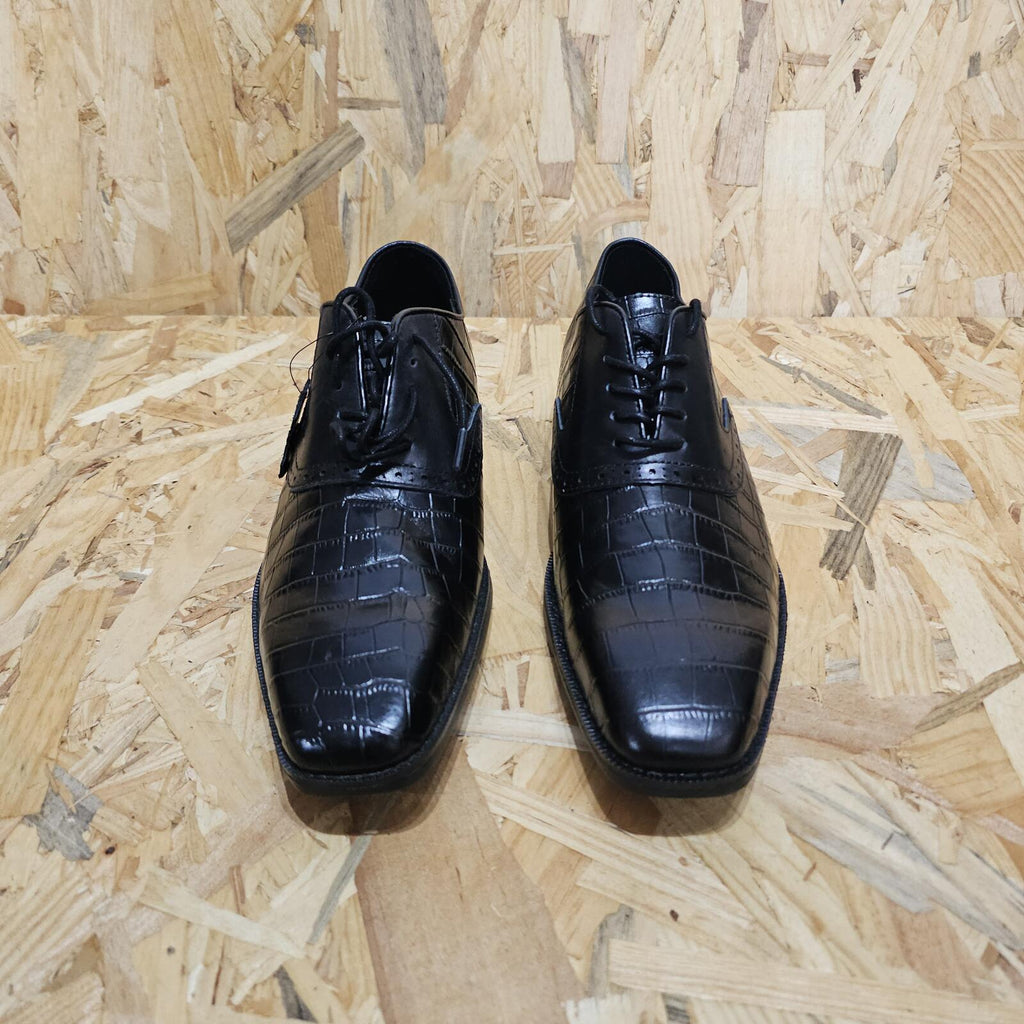 Giorgio Leather Croc Men Oxford Dress Brogue Shoes Black Size UK 6 EU 39 *SB7