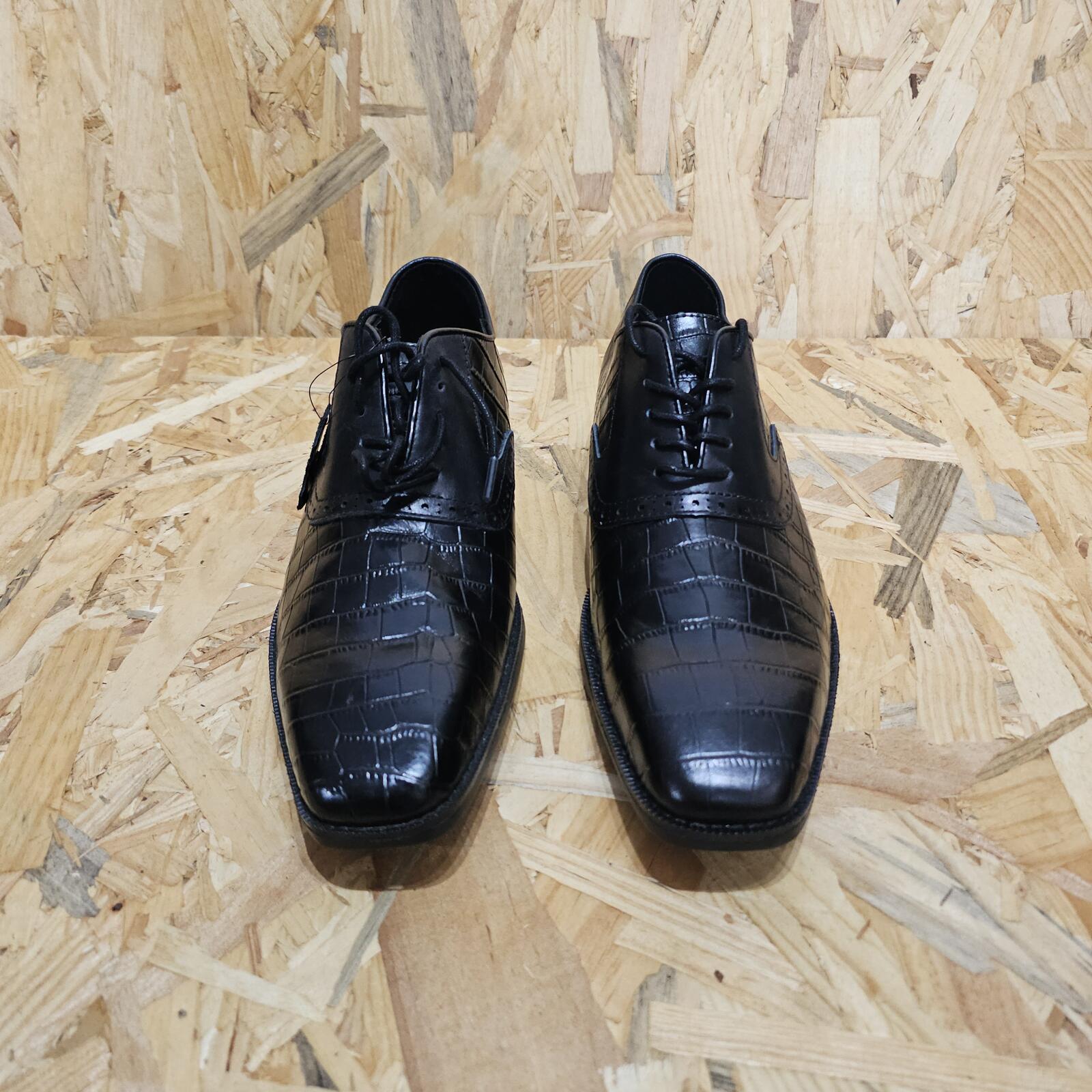Giorgio Leather Croc Men Oxford Dress Brogue Shoes Black Size UK 6 EU 39 *SB7