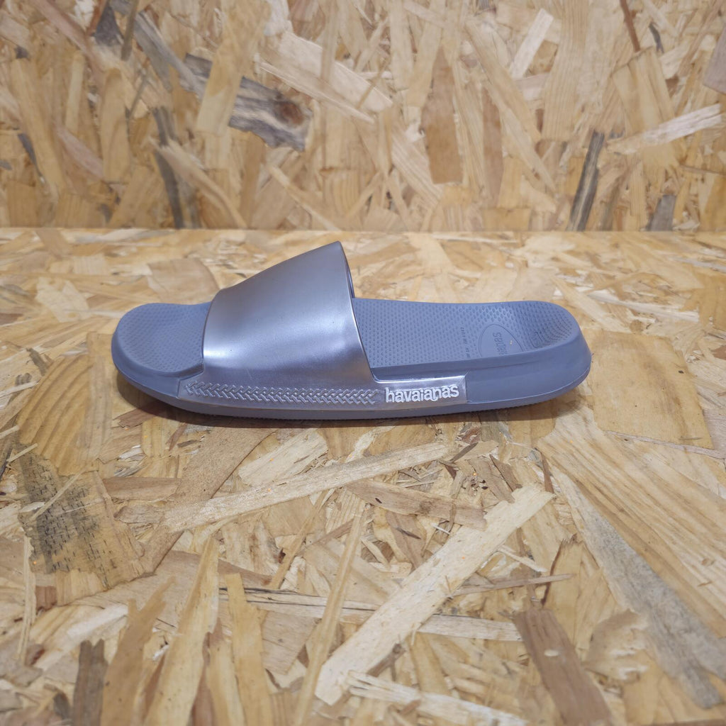 HAVAIANAS Classic Metallic Rubber Sliders Grey Womens Unisex UK 7 EU 41 *FF1