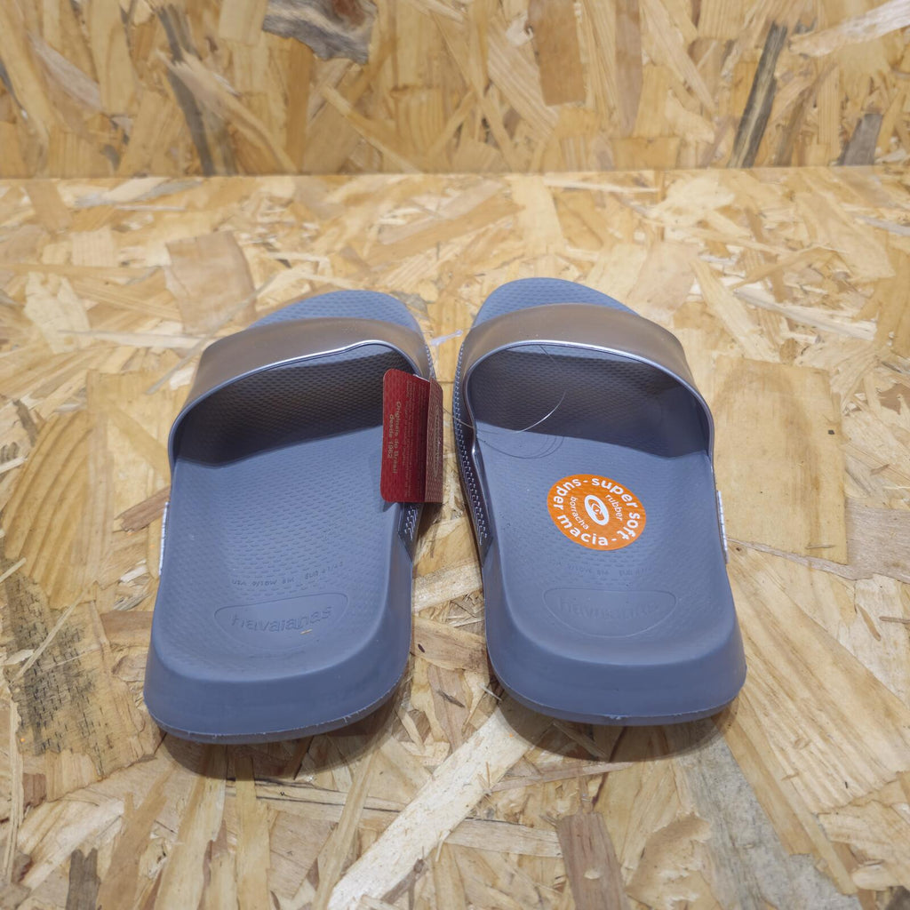 HAVAIANAS Classic Metallic Rubber Sliders Grey Womens Unisex UK 7 EU 41 *FF1