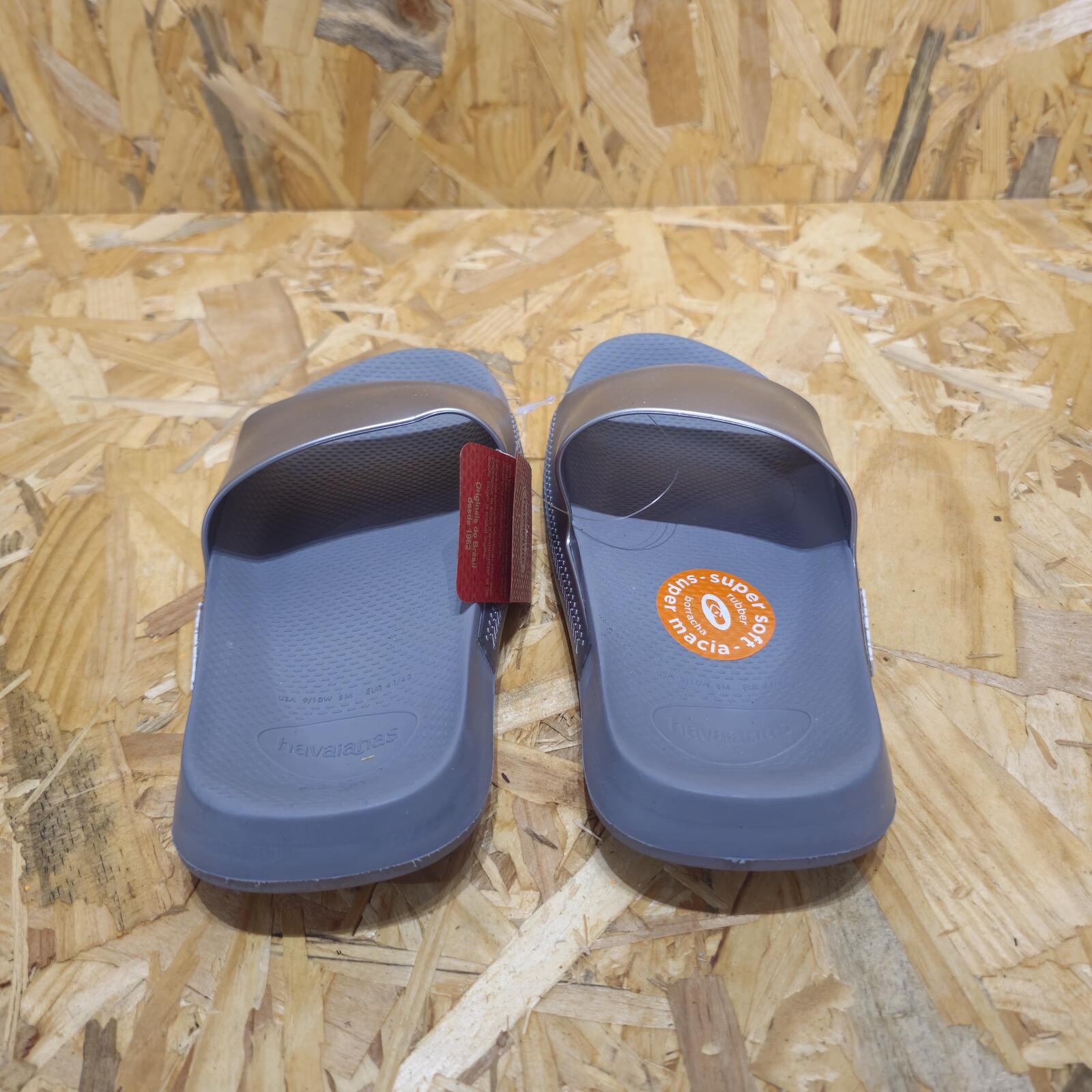 HAVAIANAS Classic Metallic Rubber Sliders Grey Womens Unisex UK 7 EU 41 *FF1