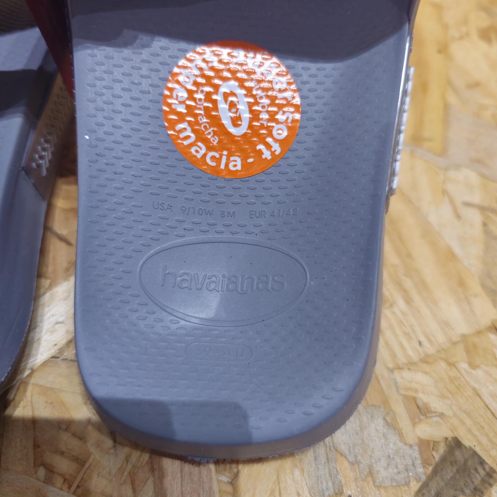 HAVAIANAS Classic Metallic Rubber Sliders Grey Womens Unisex UK 7 EU 41 *FF1