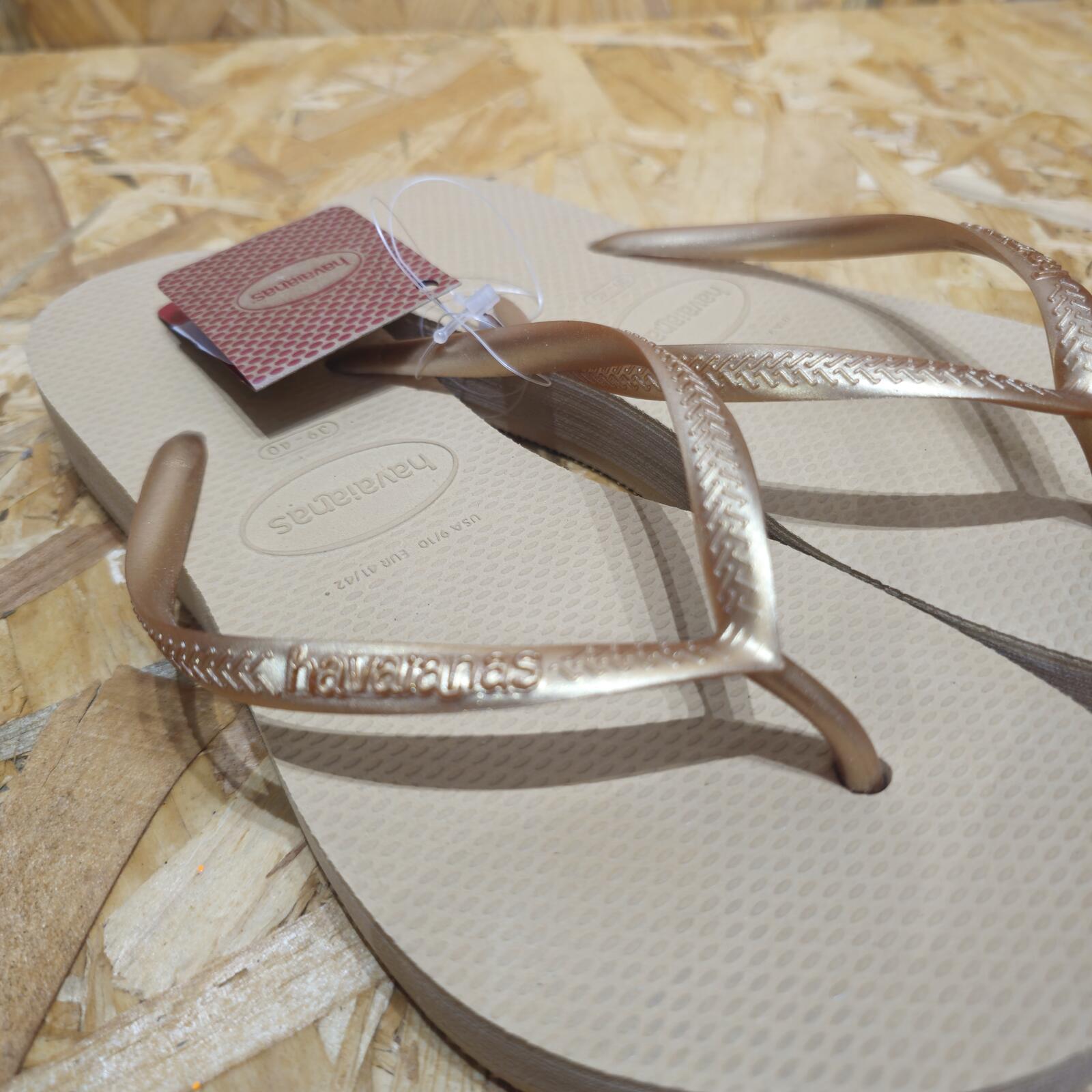 Havaianas Women's Slim Flatform Beige Flip Flops Platform Size UK 7 EU 41 *FF1