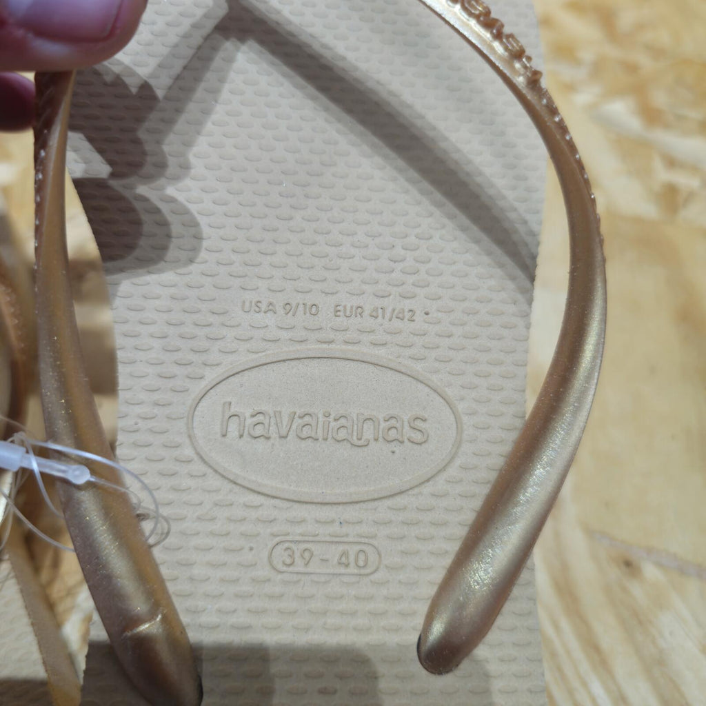 Havaianas Women's Slim Flatform Beige Flip Flops Platform Size UK 7 EU 41 *FF1