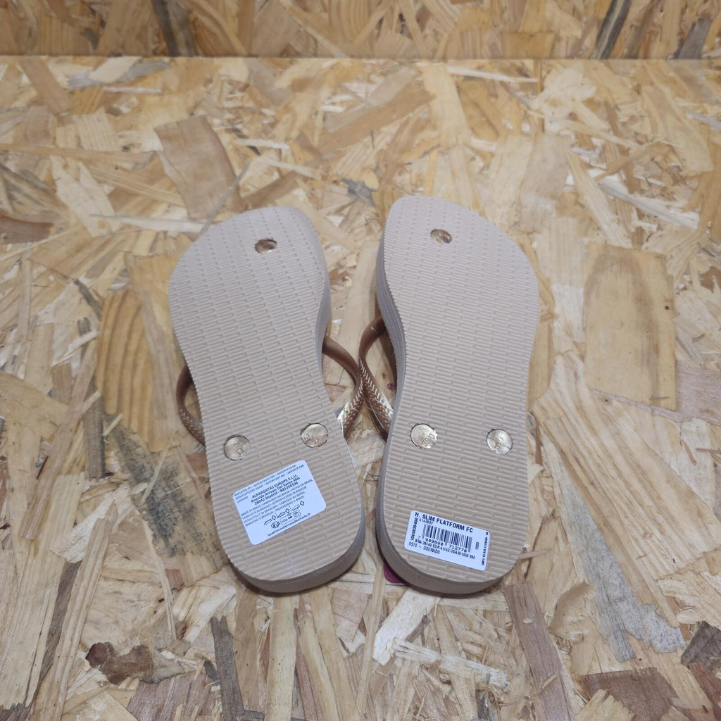Havaianas Women's Slim Flatform Beige Flip Flops Platform Size UK 7 EU 41 *FF1