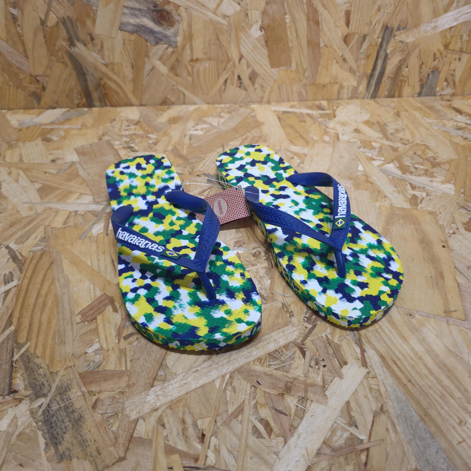 Havaianas Brasil Tech II Flip Flops Multicolour Blue Womens Size UK 7 EU 41
