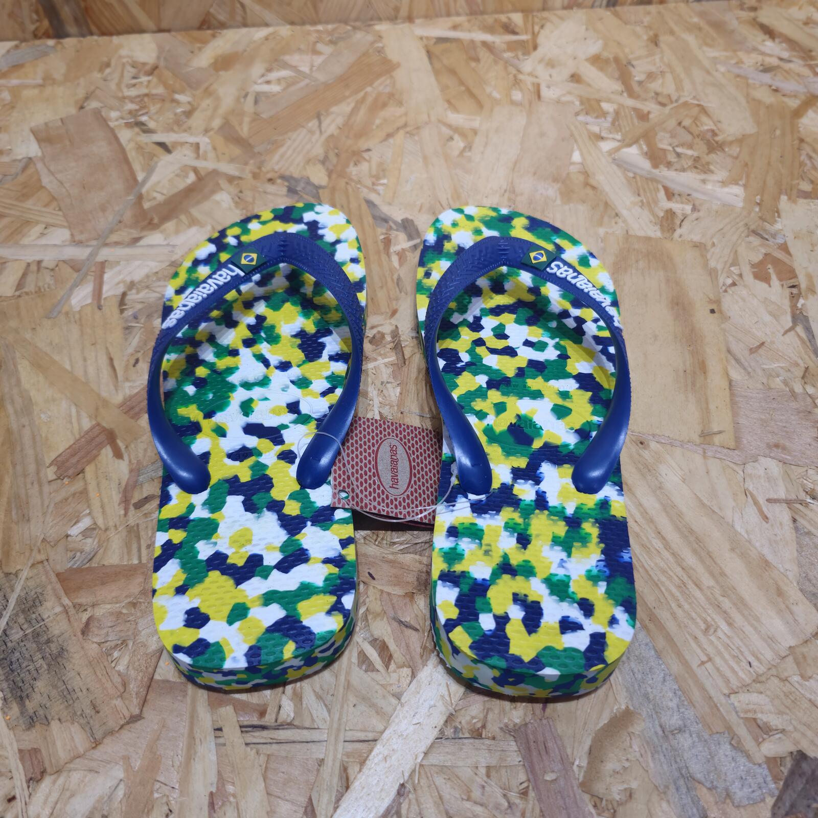 Havaianas Brasil Tech II Flip Flops Multicolour Blue Womens Size UK 7 EU 41