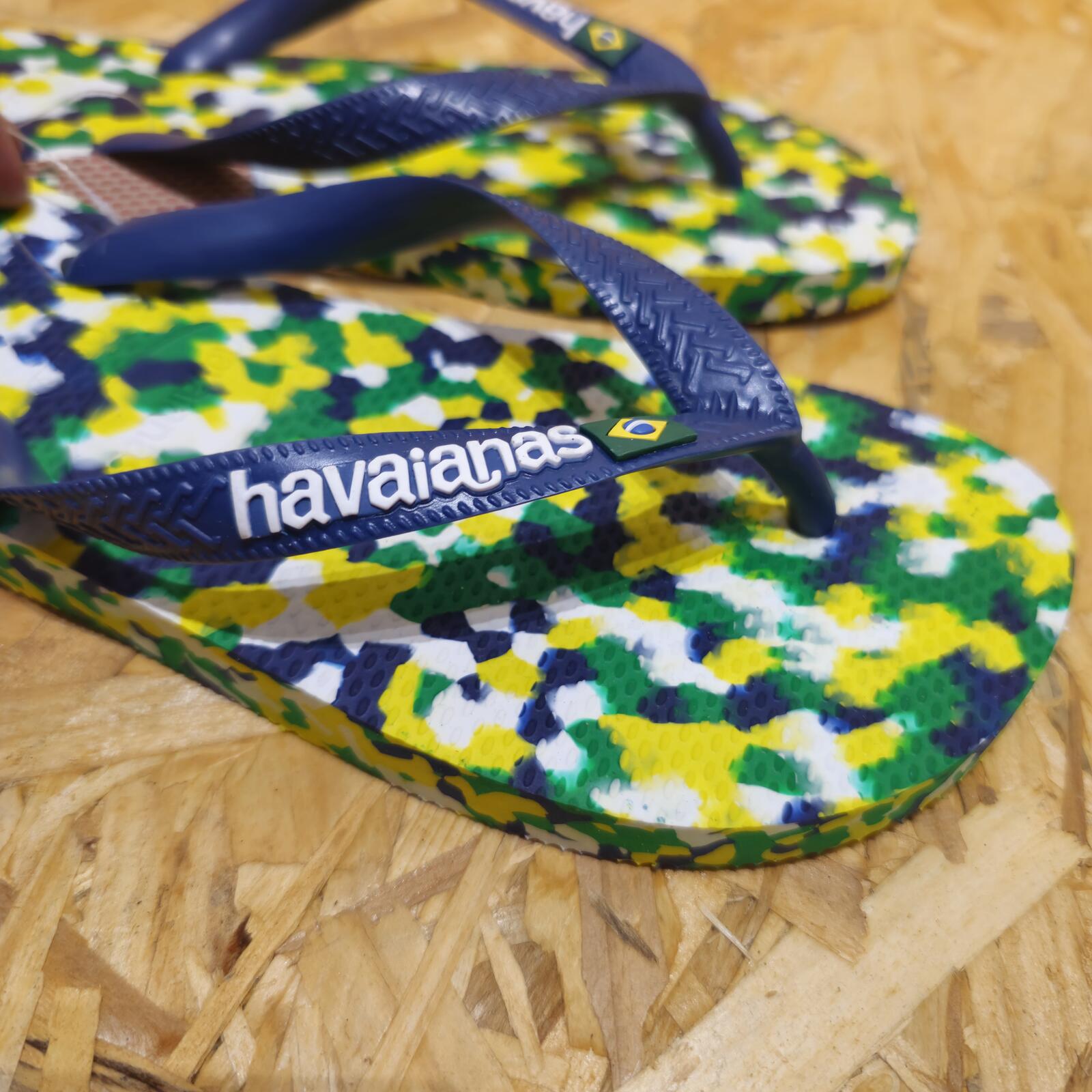 Havaianas Brasil Tech II Flip Flops Multicolour Blue Womens Size UK 7 EU 41