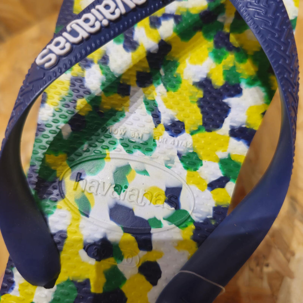 Havaianas Brasil Tech II Flip Flops Multicolour Blue Womens Size UK 7 EU 41