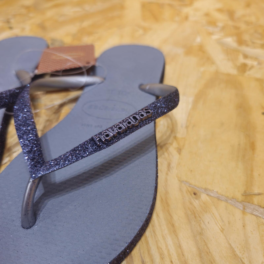 Havaianas Women's Slim Sparkle II Flip Flops Glitter Black Size UK 4 EU 37 *FF1