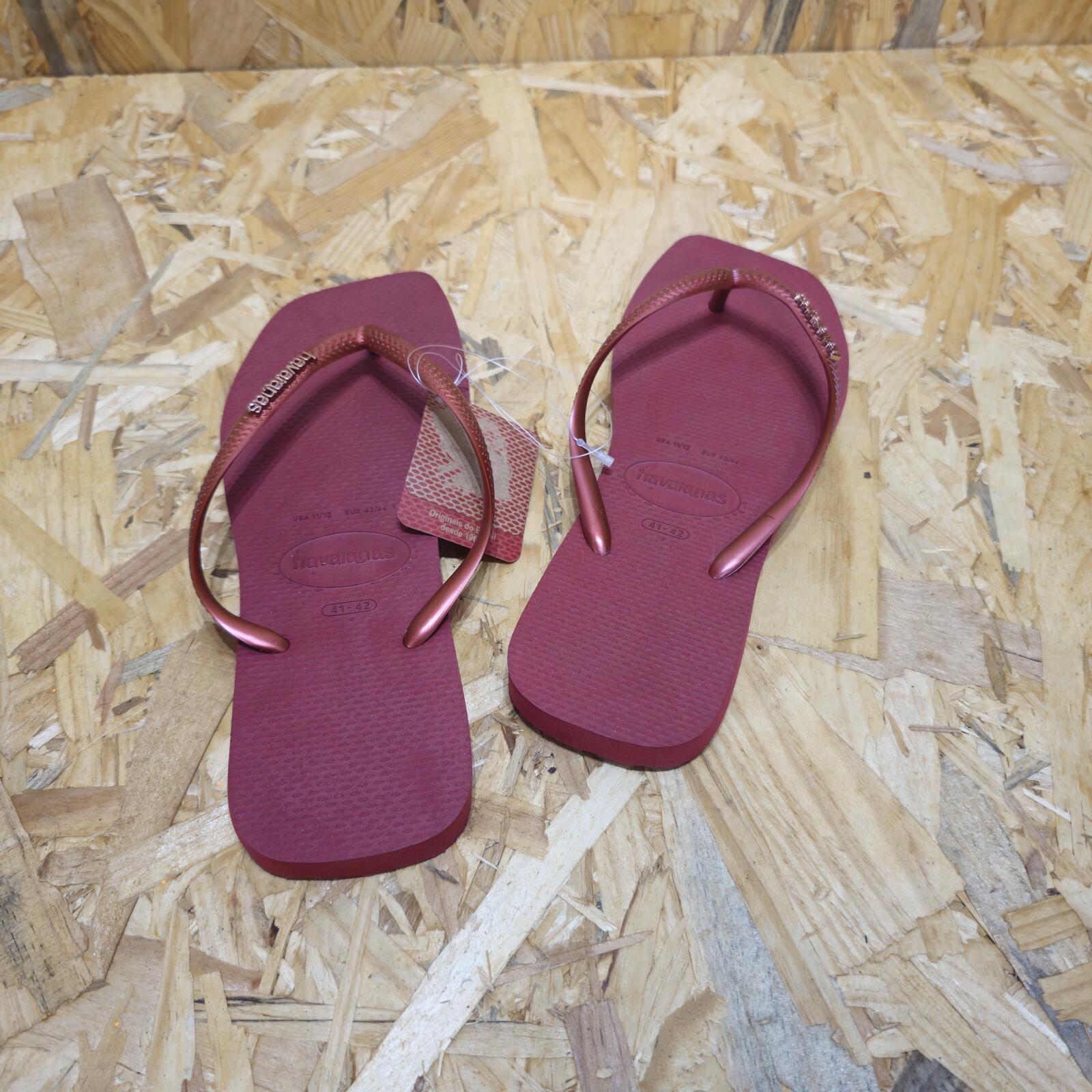 Havaianas Slim Square Flip Flops Burgundy Unisex Size UK 9 EU 43 *FF1