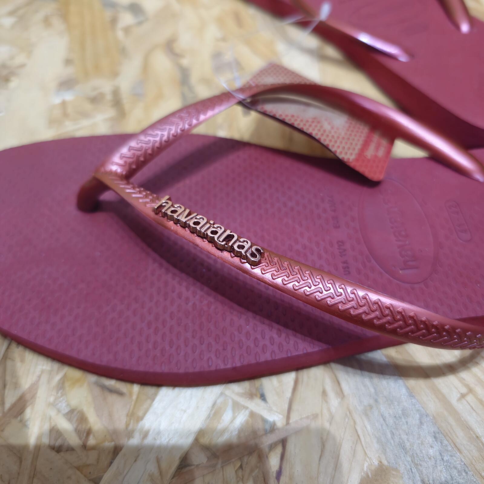 Havaianas Slim Square Flip Flops Burgundy Unisex Size UK 9 EU 43 *FF1