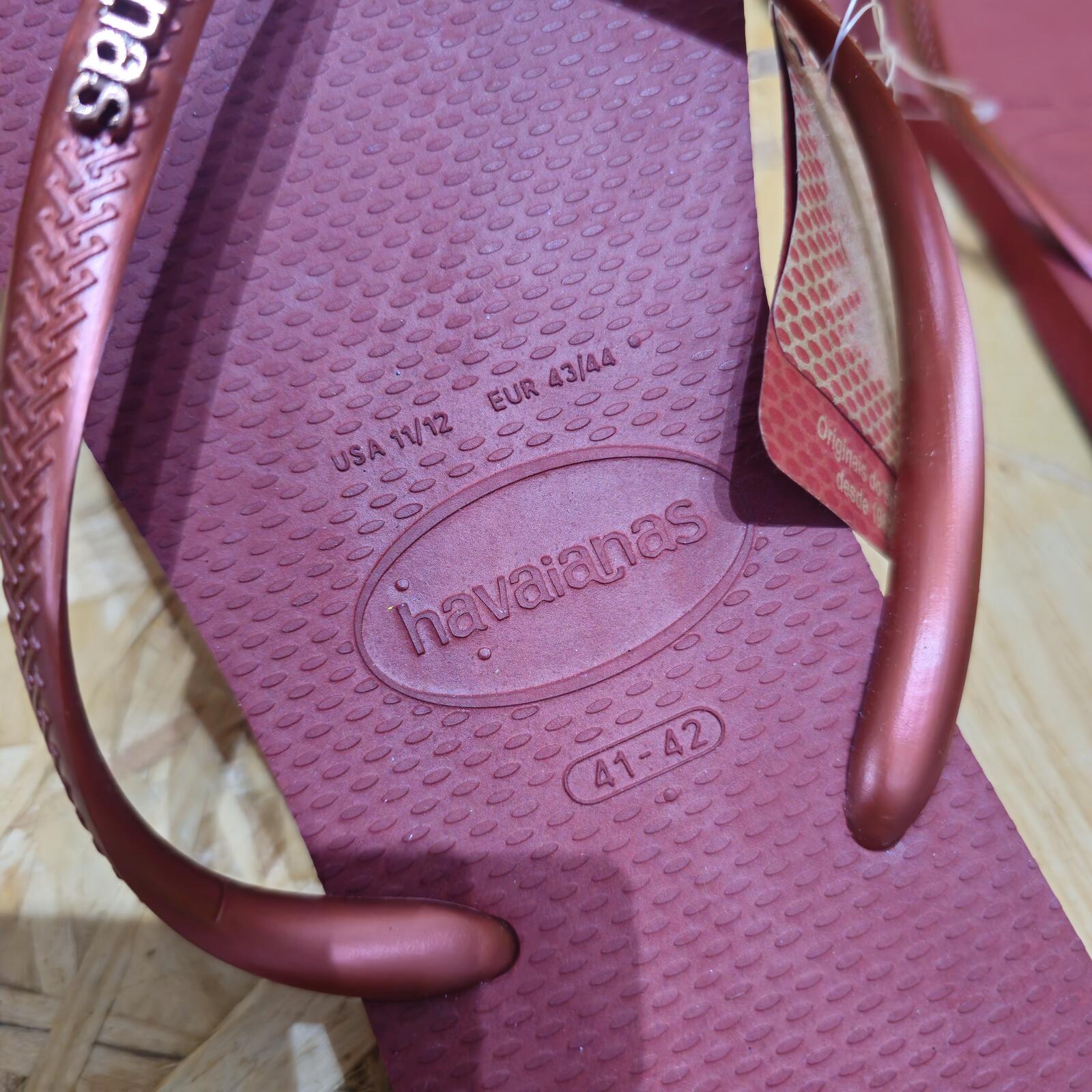 Havaianas Slim Square Flip Flops Burgundy Unisex Size UK 9 EU 43 *FF1