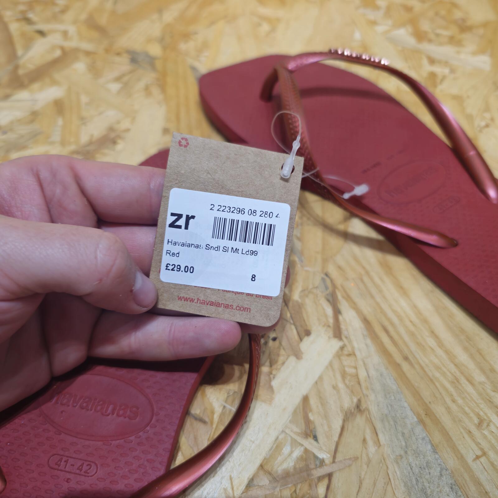 Havaianas Slim Square Flip Flops Burgundy Unisex Size UK 9 EU 43 *FF1
