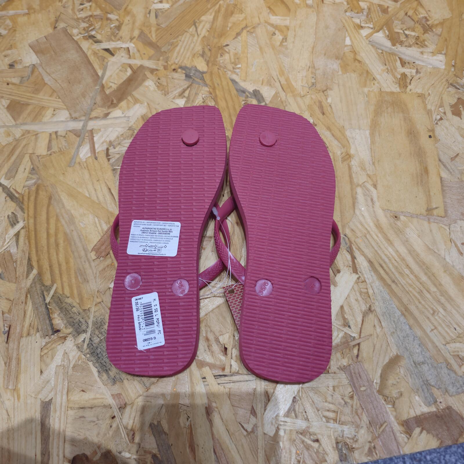 Havaianas Women's Slim Square Toe Logo Flip Flops Pink Size UK 4 EU 37 *FF1