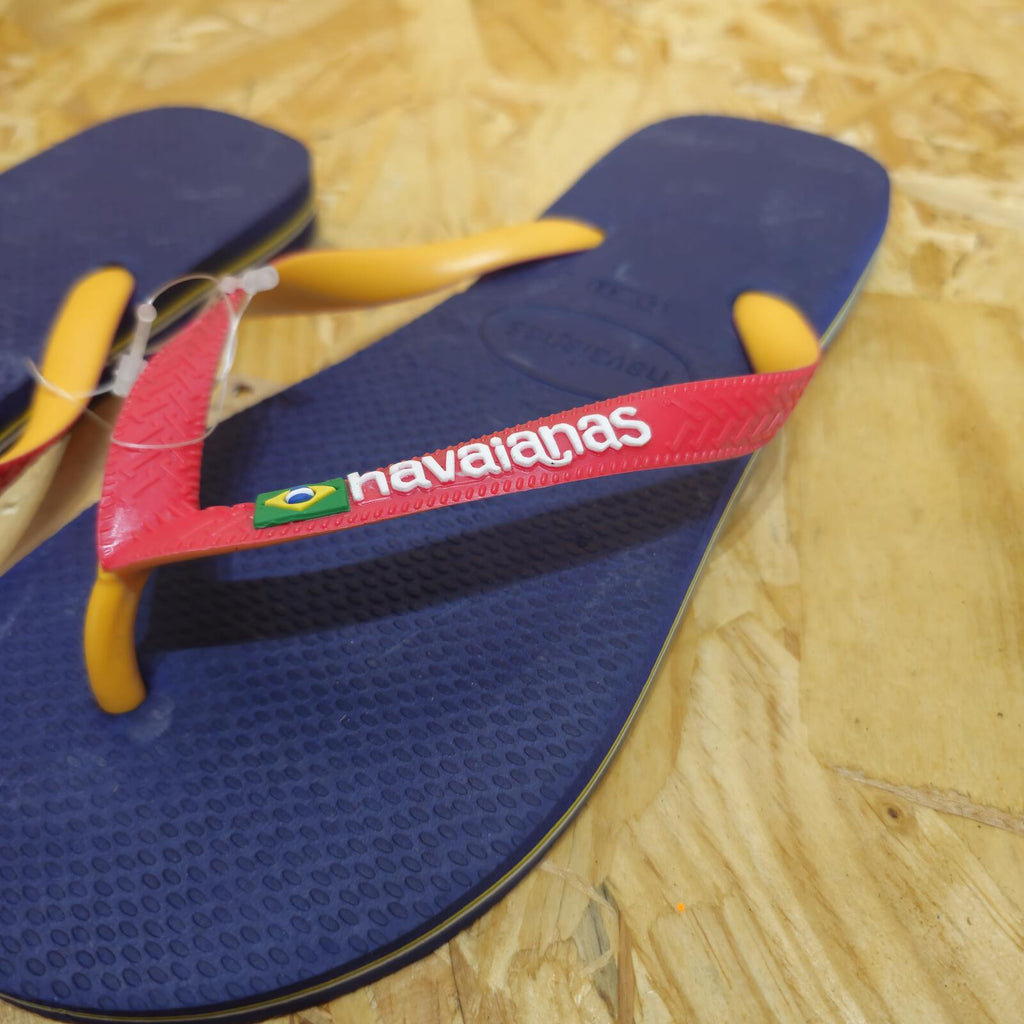 Havaianas Brasil Mix Unisex T-Bar Sandals Navy Red Size UK 9 EU 43 *FF1