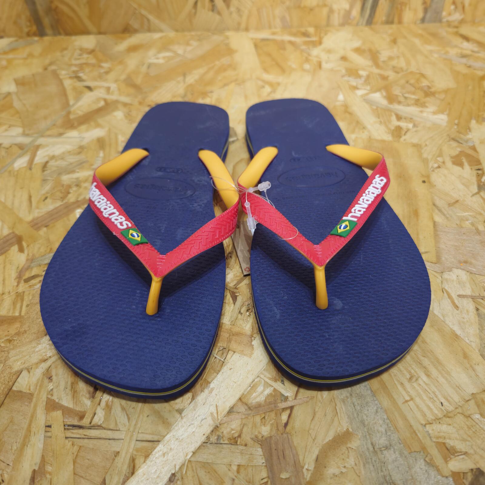 Havaianas Brasil Mix Unisex T-Bar Sandals Navy Red Size UK 9 EU 43 *FF1