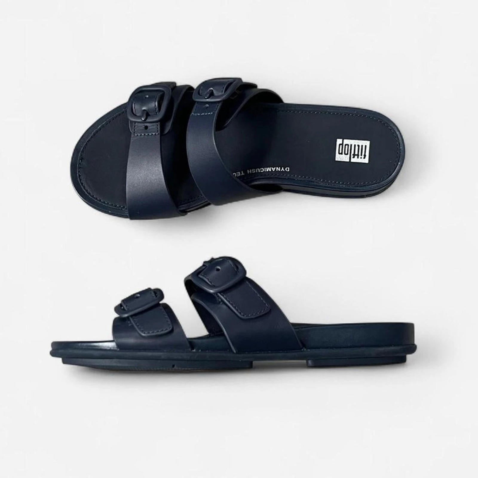 Fitflop Gracie Slides Women’s Navy Double Buckle Size UK 3 EU 36 *REF:SB4