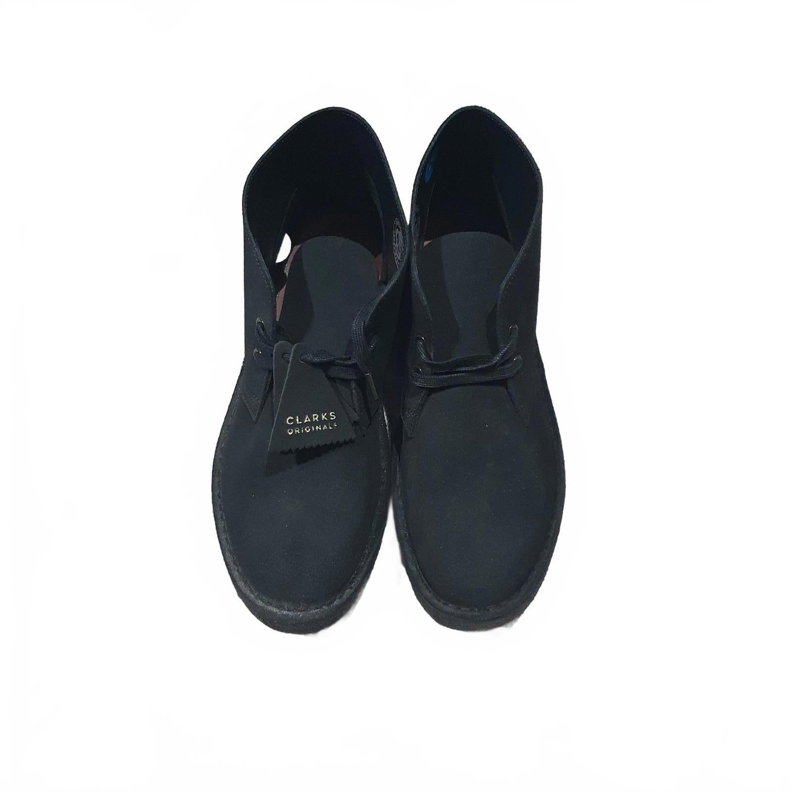 Clarks Originals Desert Boots Mens Suede Black Leather Size UK 8 EU 42 *SB2