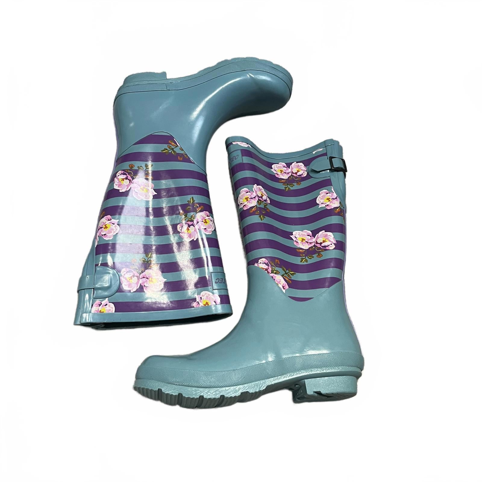 Hi Tec Oracle Wellington Boot Blue Floral Womens Size UK 8 EU 41 *SK1