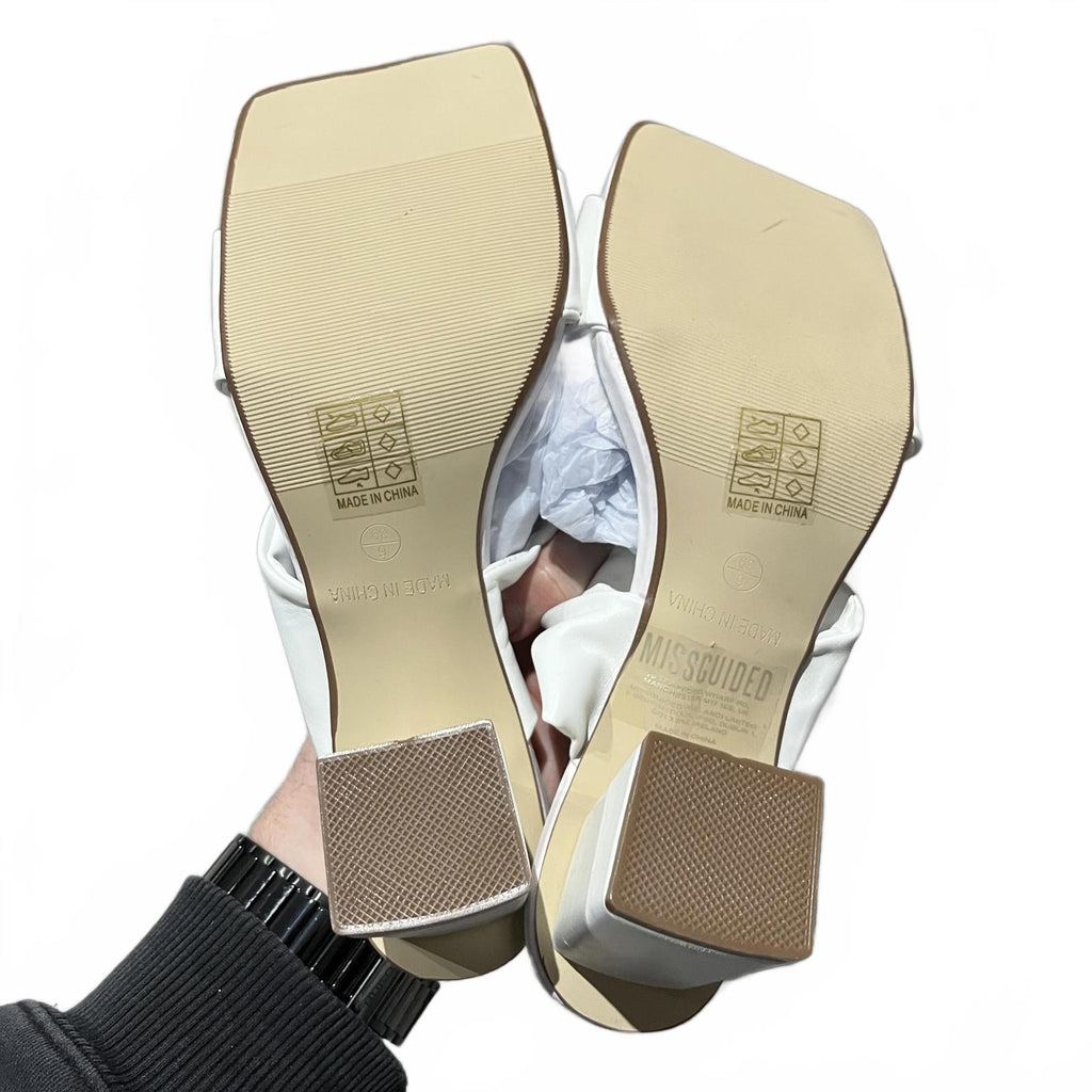 Missguided Womens Cross Strap Twist Mule Heel Sandals White Size UK 6 EU 39 *FF1
