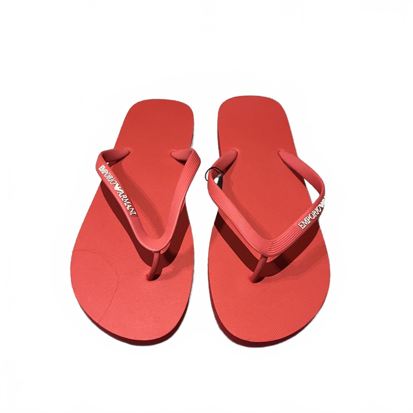 Emporio Armani Flip Flops Mens Thong Sandals Flame Red Size UK 10.5 EU 45 *FF1