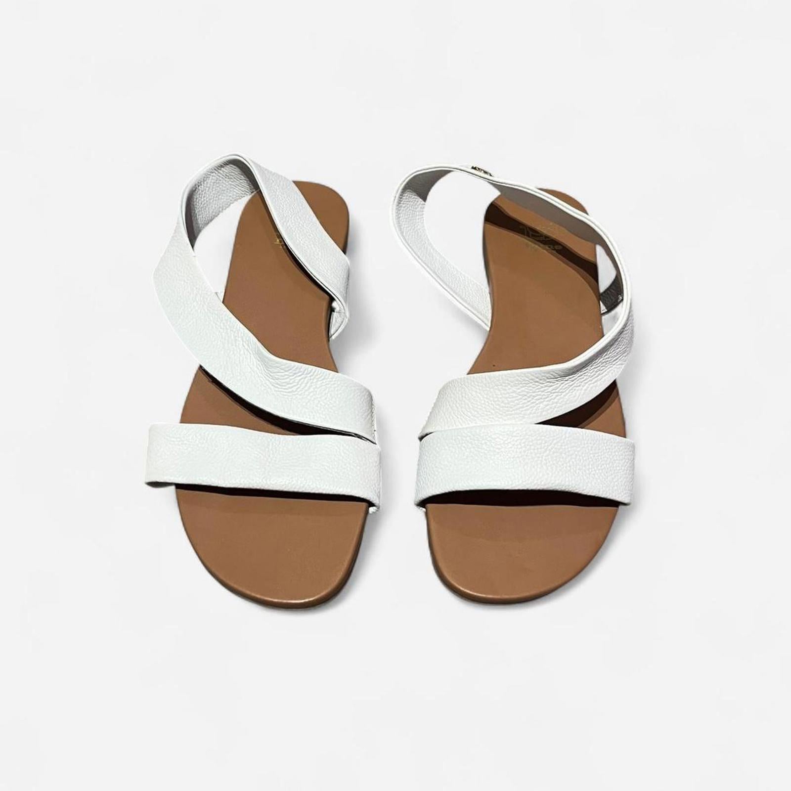 Dune London Women's Lucina Flat Sandals White Size UK 4 EU 37 *FF1
