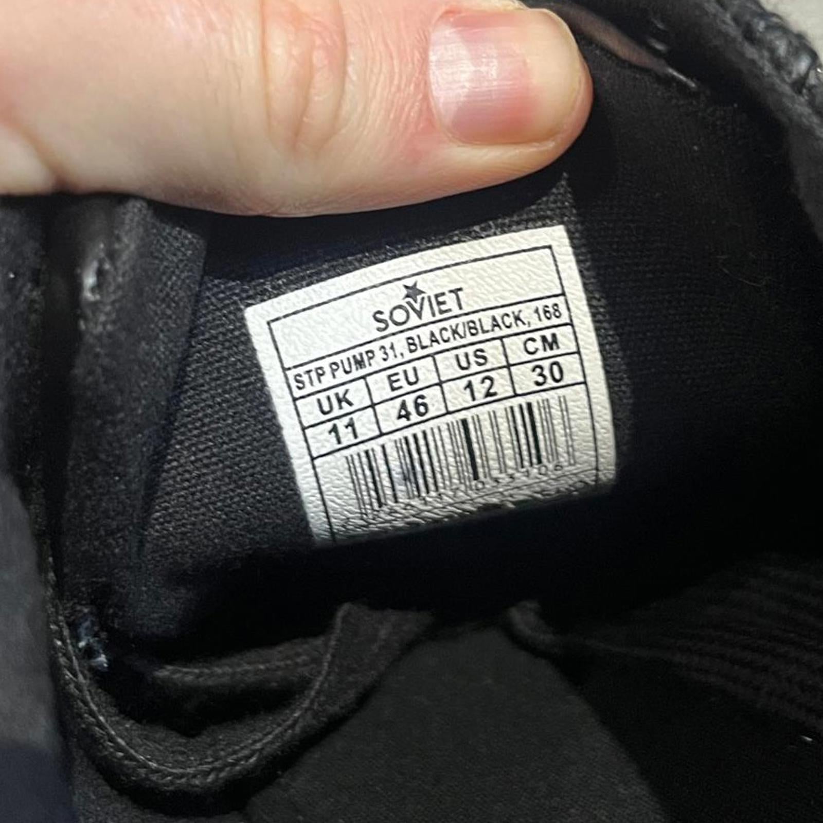 Soviet STP Pump Trainers Mens Leather Black Size UK 11 EU 46 *SB8