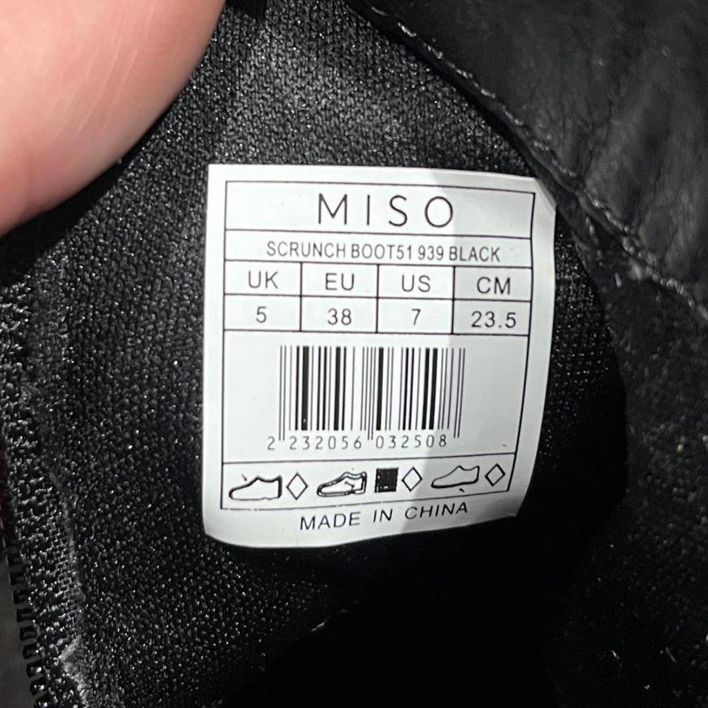 Miso Scrunch Boots Womens Black Leather Size UK 5 EU 38 *SB20