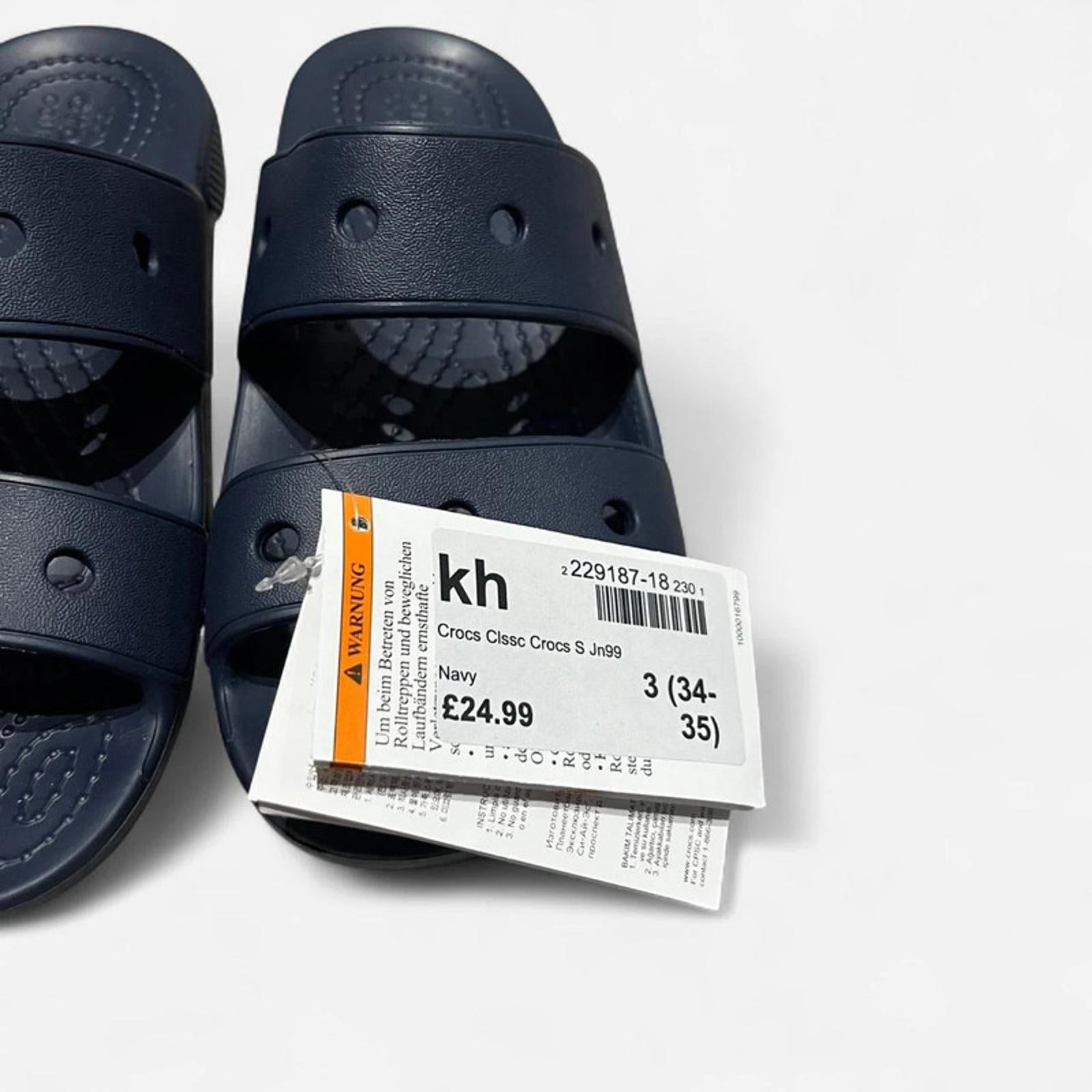 Crocs Classic 2 Strap Sandals Juniors Navy Size UK 3 EU 34/35 *REF:SB2