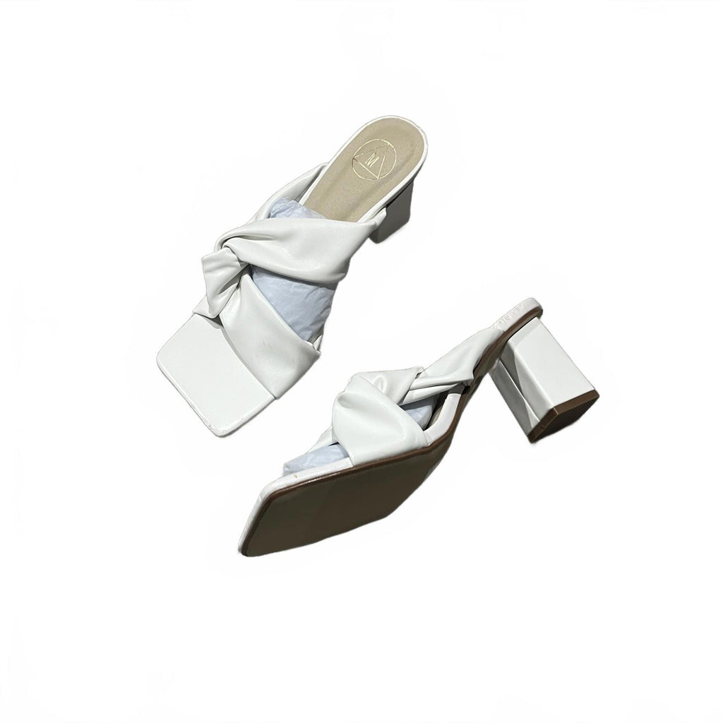 Missguided Womens Cross Strap Twist Mule Heel Sandals White Size UK 6 EU 39 *FF1