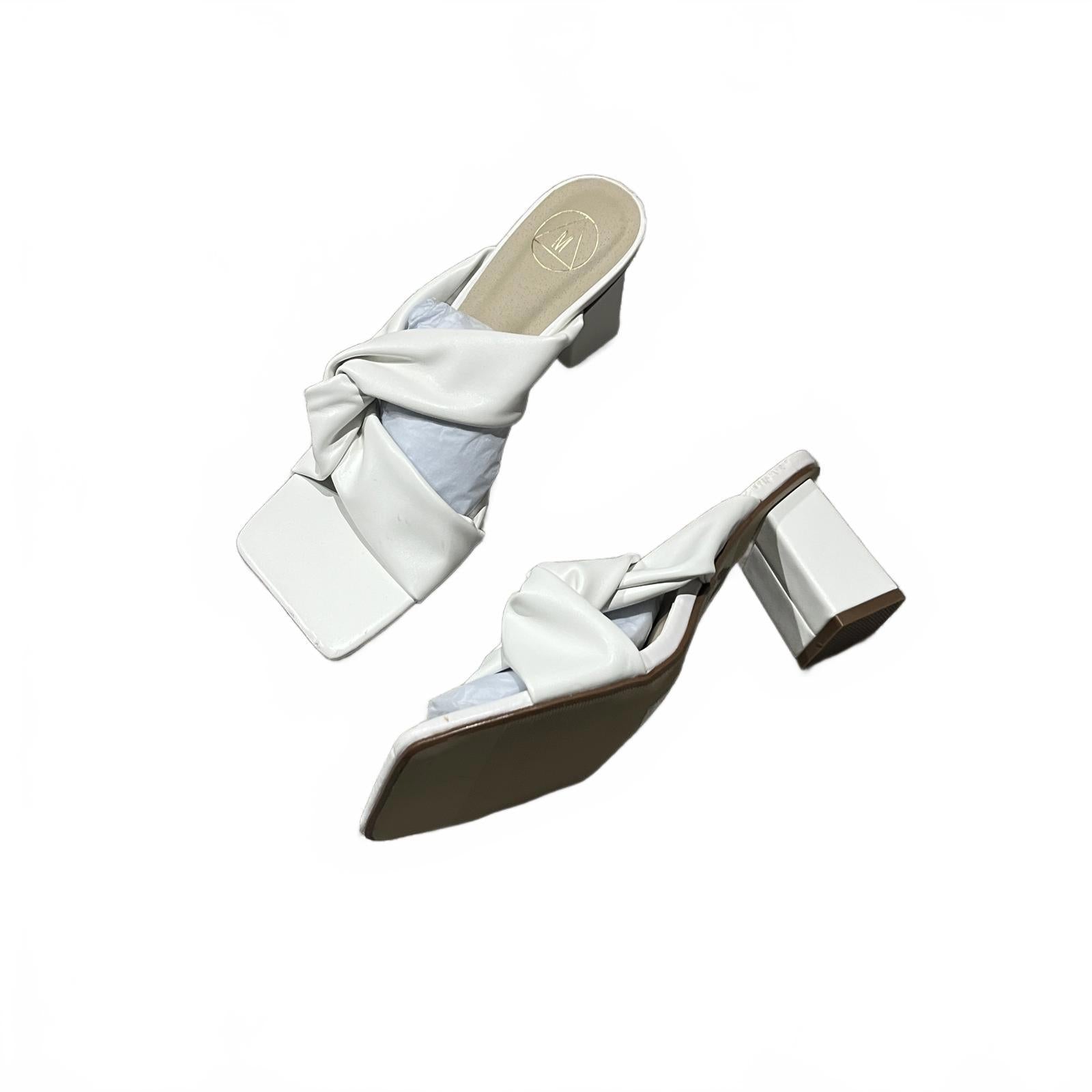 Missguided Womens Cross Strap Twist Mule Heel Sandals White Size UK 6 EU 39 *FF1